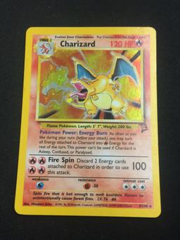 Pokemon Charizard Holofoil Rare Card - Base II Set 4/130 - Medium Play