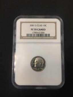 NGC Graded 2001-S United States Clad Roosevelt Dime - PF 70 Cameo