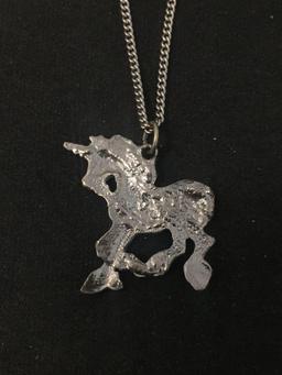 B.A.B. Designed Sterling Silver Unicorn Pendant w/ 24" Curb Link Chain