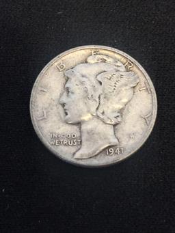 1941 United States Mercury Silver Dime - 90% Silver Coin