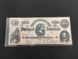 1964 Confederate $100 Bill Currency Note - No Information on Authenticity