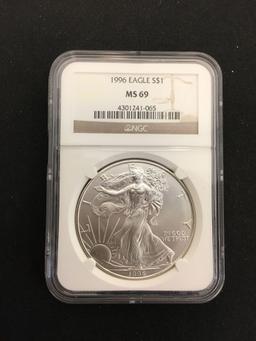 NGC Graded 1996 United States .999 Fine Silver Eagle - MS 69