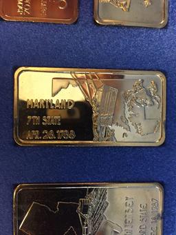 Maryland Silver Bar, .999 Gold Toned Silver Ingot, Fine Silver 1 Troy Ounce
