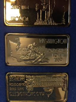 Washington Silver Bar, .999 Gold Toned Silver Ingot, Fine Silver 1 Troy Ounce