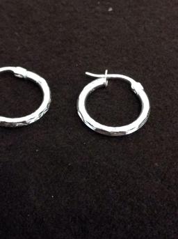 FAS Designed 15mm Diameter 2mm Wide Pair of Diamond Cut Sterling Silver Hoop Earrings-1 Gram