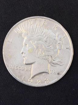 1923 United States Peace 90% Silver Dollar - AU Condition