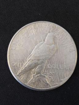 1923-S United States Peace 90% Silver Dollar - AU Condition