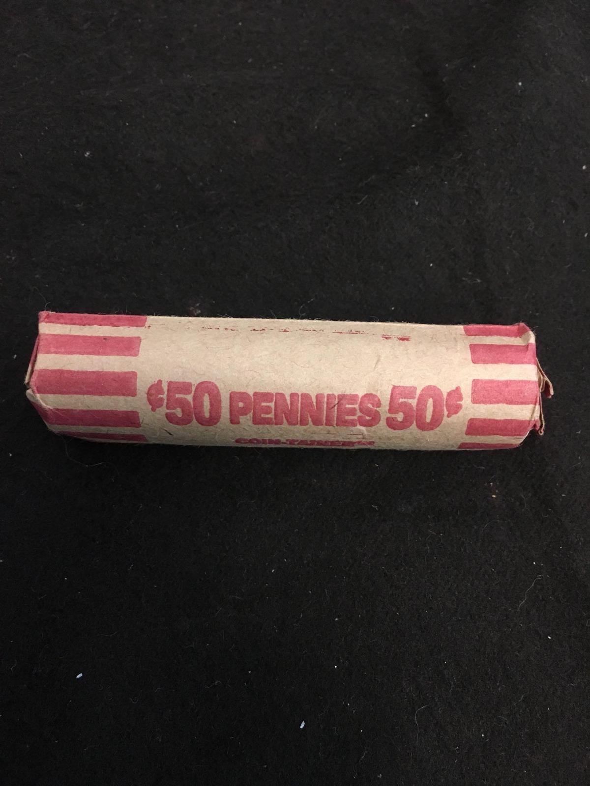 50 Count Roll of United States Wheat Pennies Coins - Unsearched