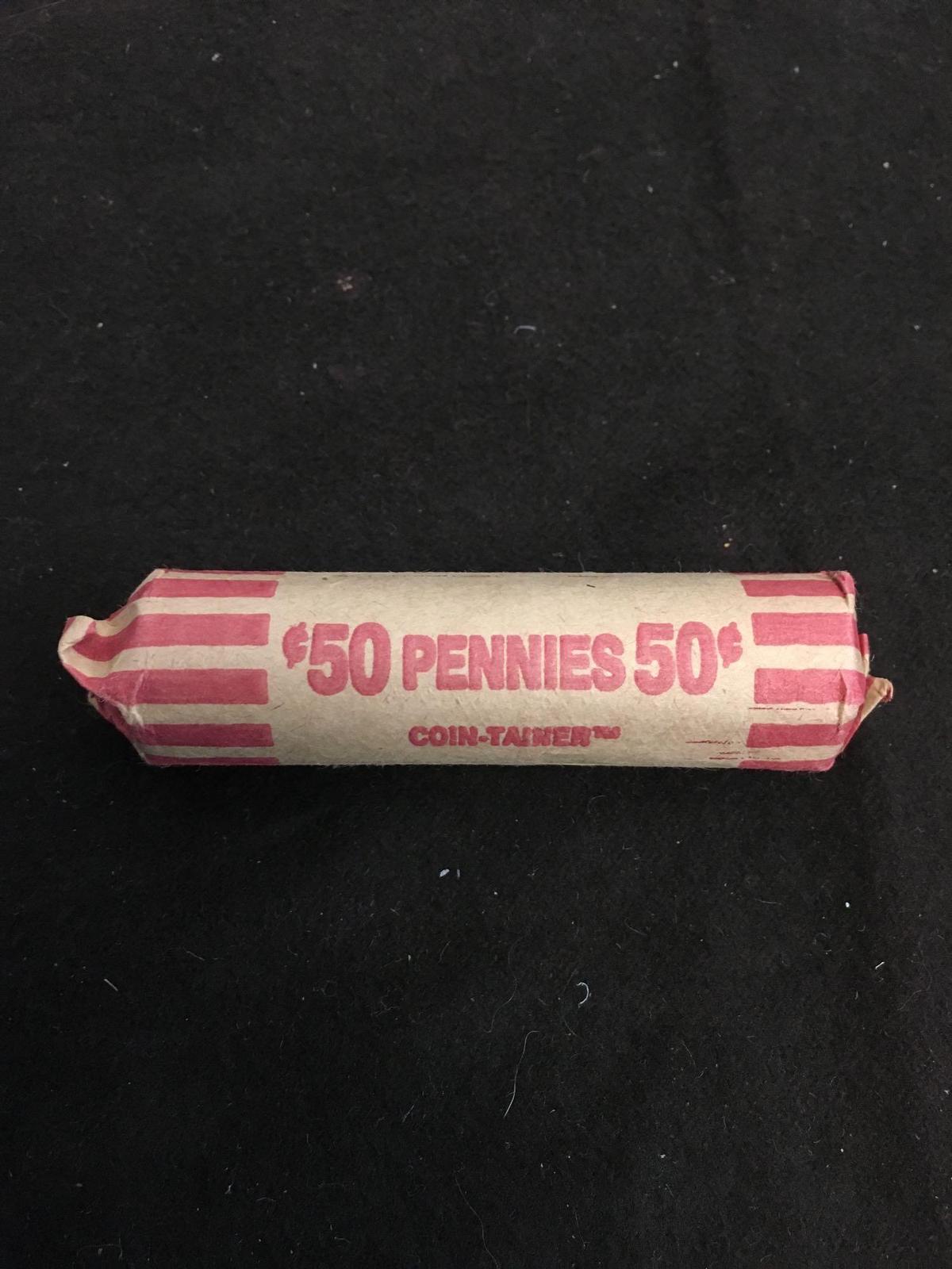 50 Count Roll of United States Wheat Pennies Coins - Unsearched