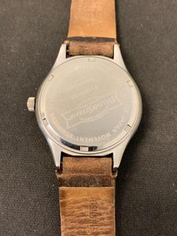 Field & Stream Serengetti Designed Round 40mm Stainless Steel Watch w/ Brown Leather Strap