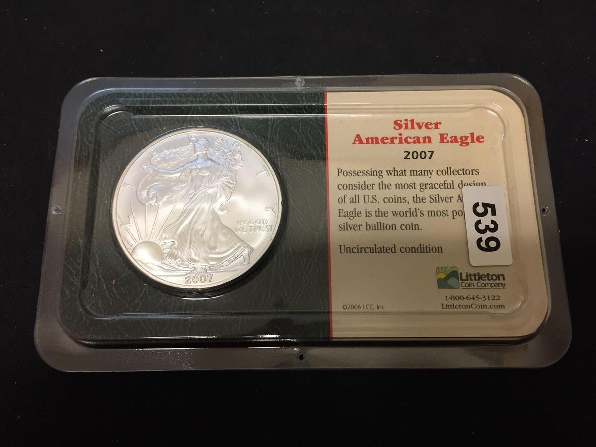 2007 United States 1 Ounce .999 Fine Silver American Eagle Silver Bullion Round Coin