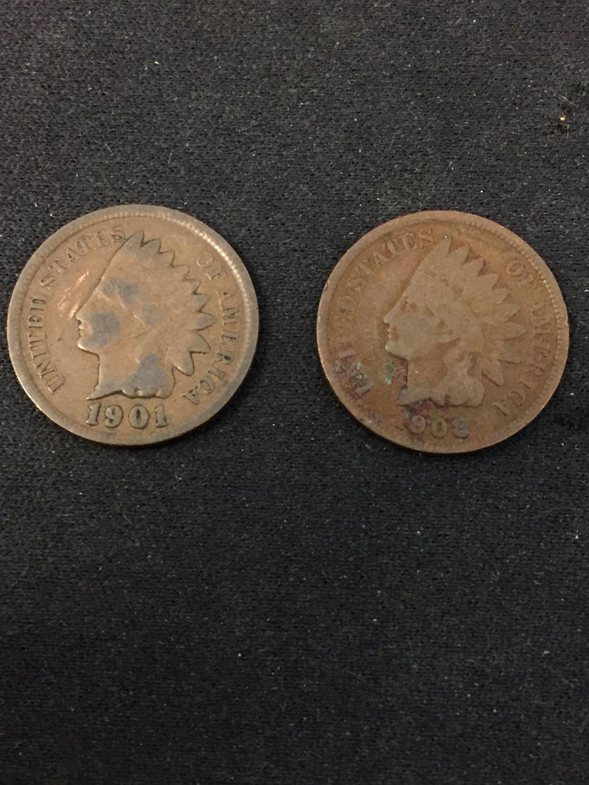 Lot of 2 US Indian Head Pennies