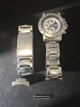Chronosmart Designed Round 39mm Stainless Steel Watch Chronograph Watch w/ Bracelet & Extra Bracelet