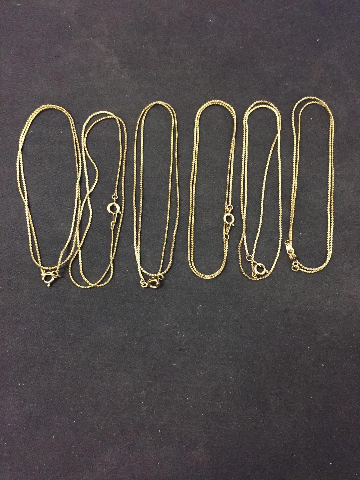 Lot of Six Double Serpentine Link Gold-Tone Alloy 1.0mm Wide 16" Long Chains