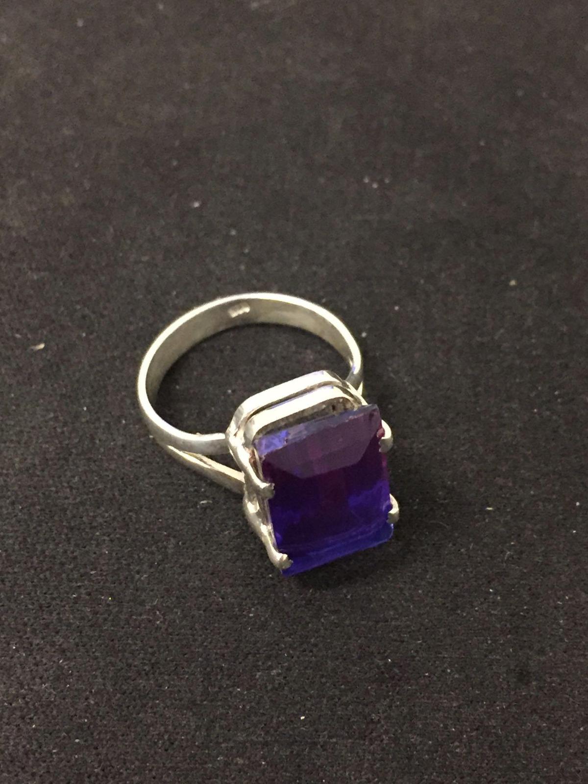 New! Beautiful Bi-Color Purple & Violet Faceted Gem Sterling Silver Ring Band-Size 6.25 SRP $ 39
