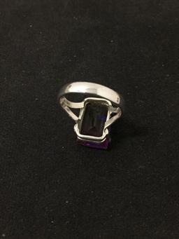 New! Beautiful Bi-Color Purple & Violet Faceted Gem Sterling Silver Ring Band-Size 6.25 SRP $ 39