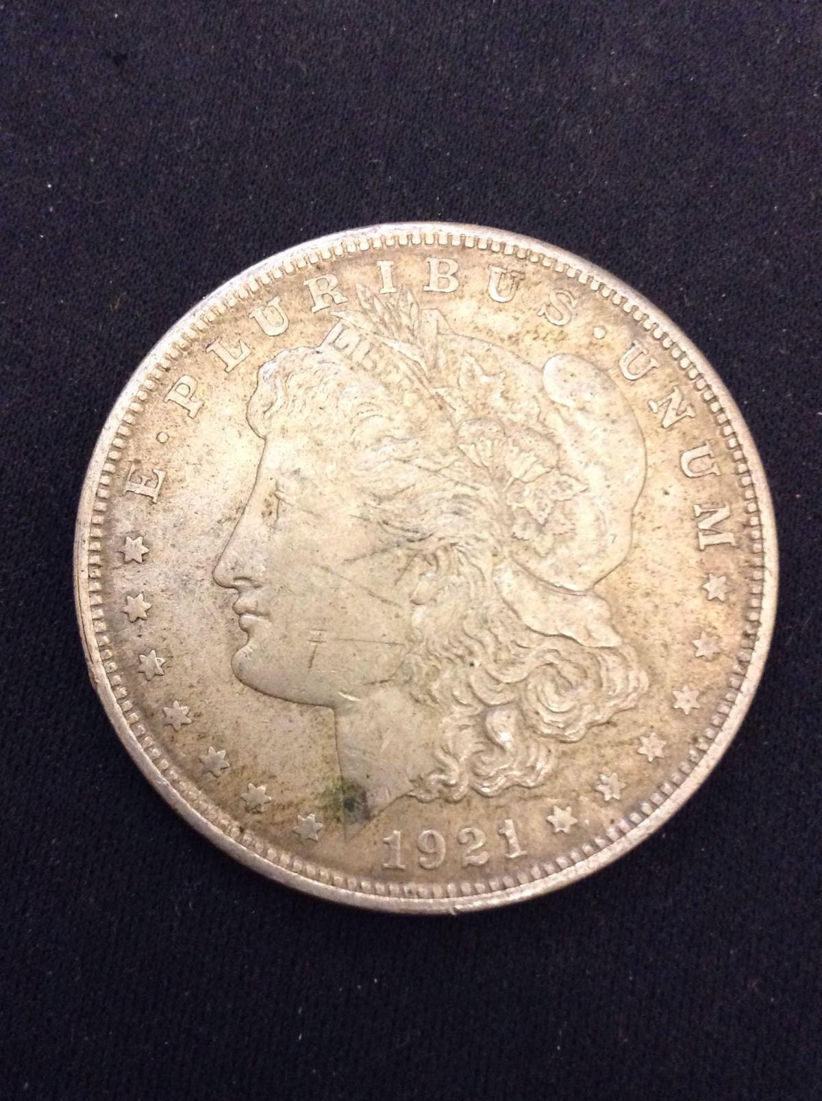 1921 United States Morgan Silver Dollar - 90% Silver Coin from Collection