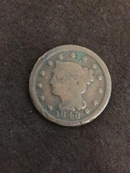 RARE 1848 United States Large Cent Penny