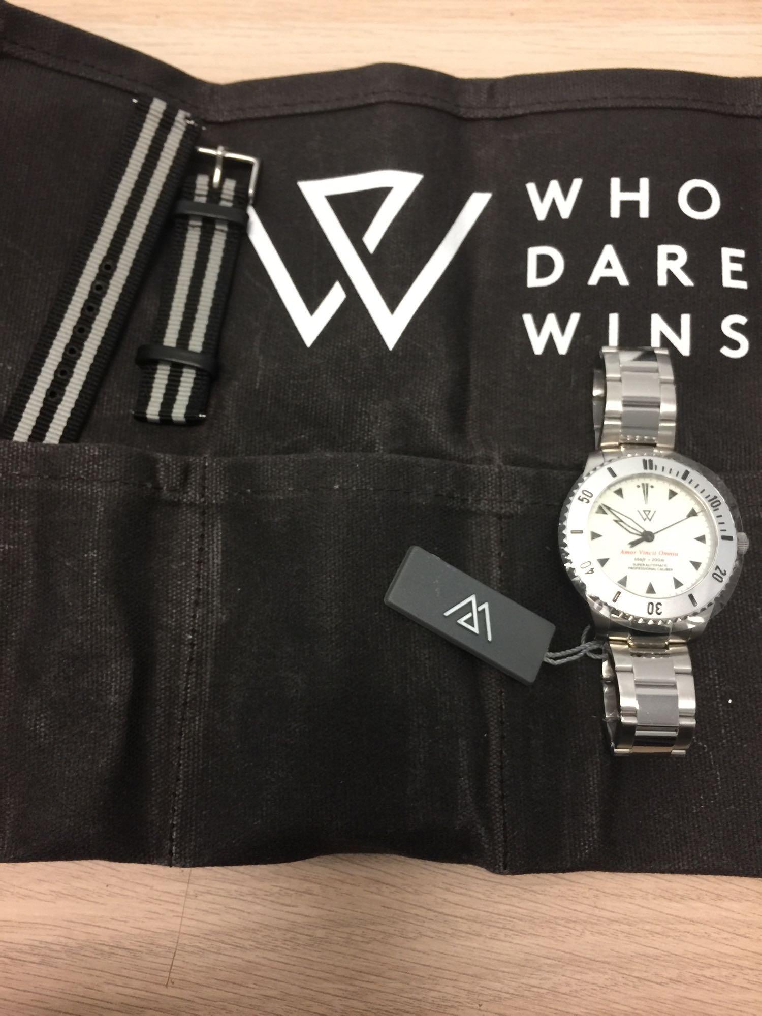 Who Dares Wins Amor Vincit Omnia With Stainless Steel Band And Cloth Band, Sku: TR-001W