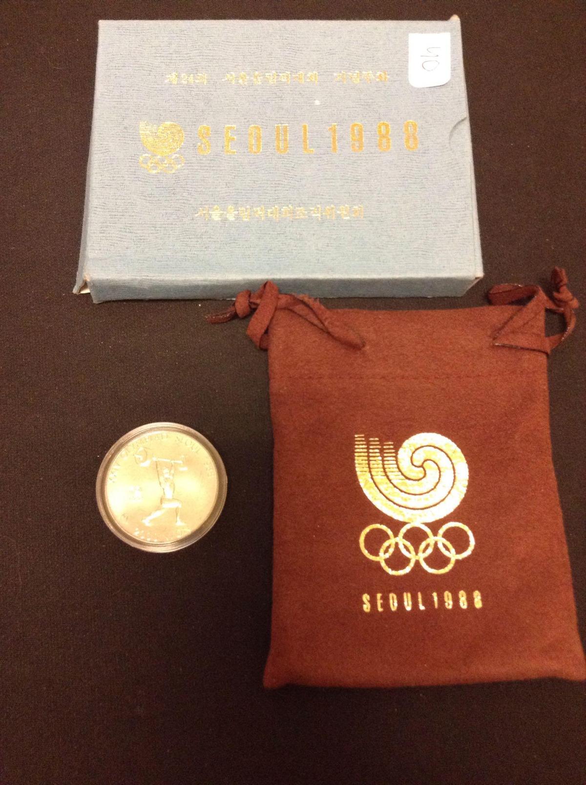 1988 Seoul South Korea Olympics Souvenir Coin and Pouch in Original Package