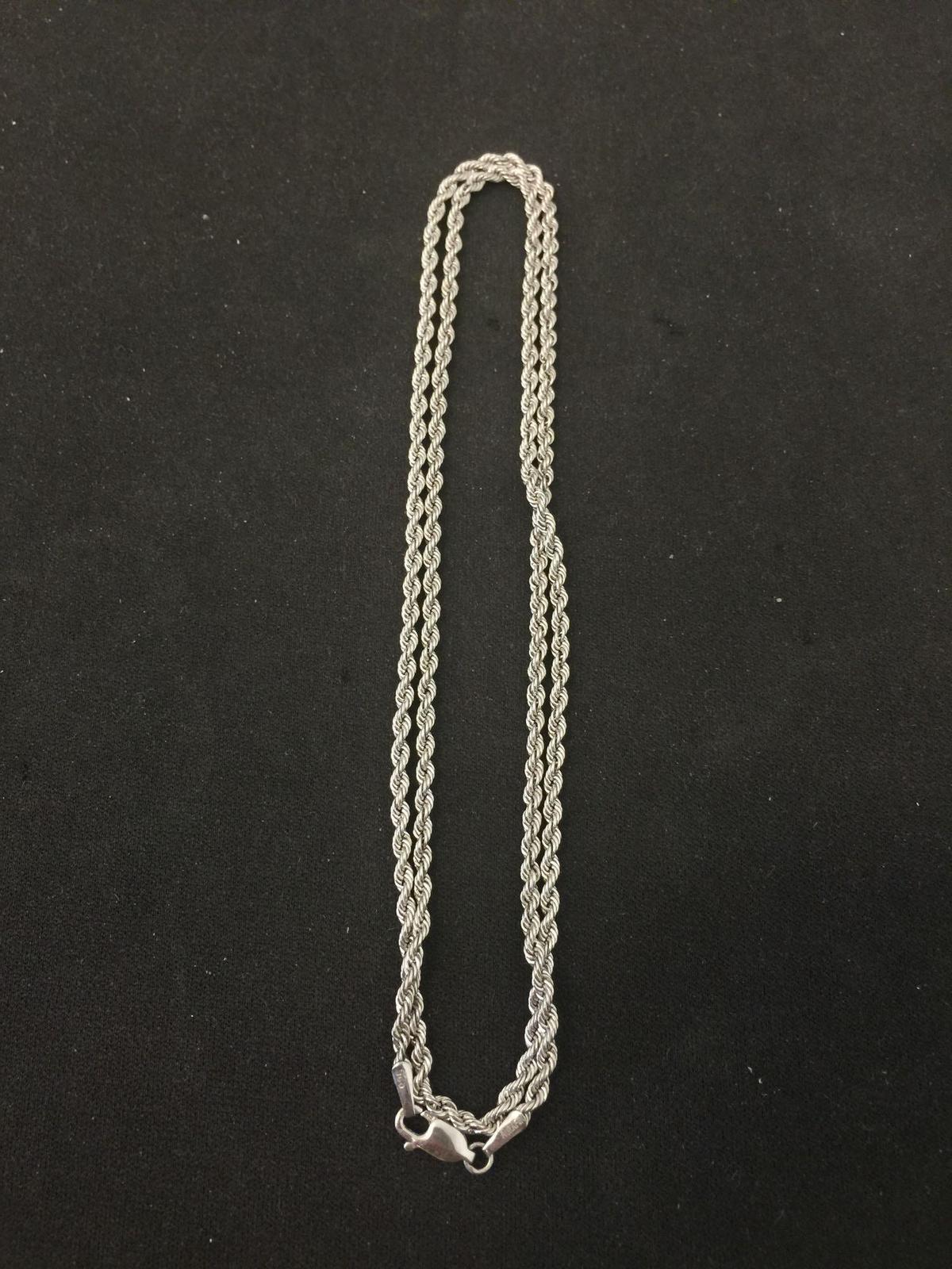 Aurafin Designed 2.5mm Wide 22" Long Rope Link Sterling Silver Chain