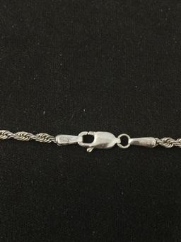 Aurafin Designed 2.5mm Wide 22" Long Rope Link Sterling Silver Chain