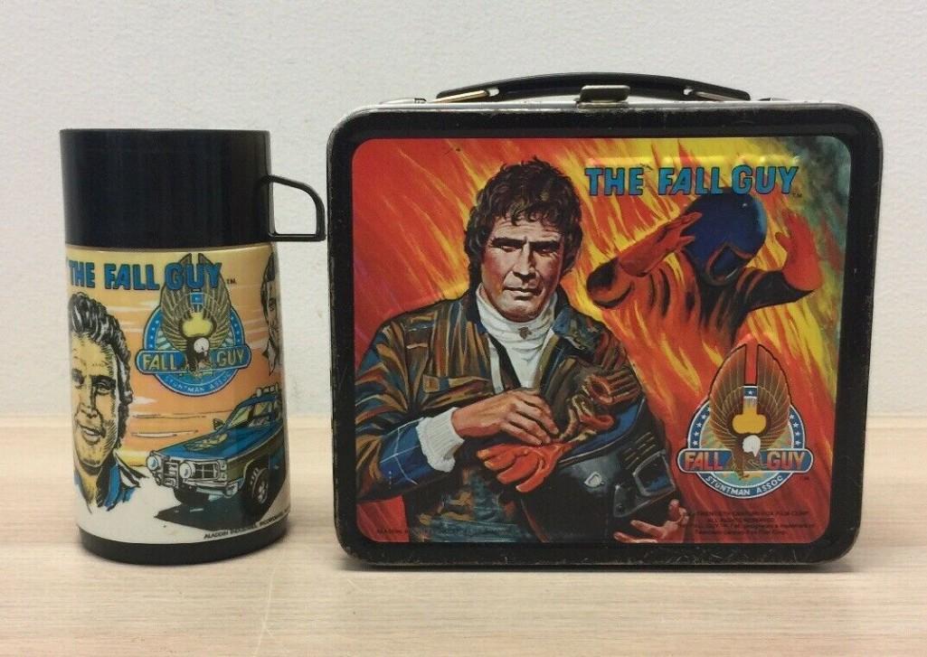 Vintage 1981 The Fall Guy Metal Lunch Box with Thermos Aladdin Lunchbox T7 CON 214