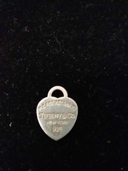 Tiffany & Co Designed 1" Long Sterling Silver Heart Tag Pendant