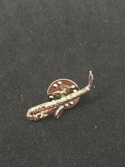 Saxophone Motif 1.25" Long Sterling Silver Pin