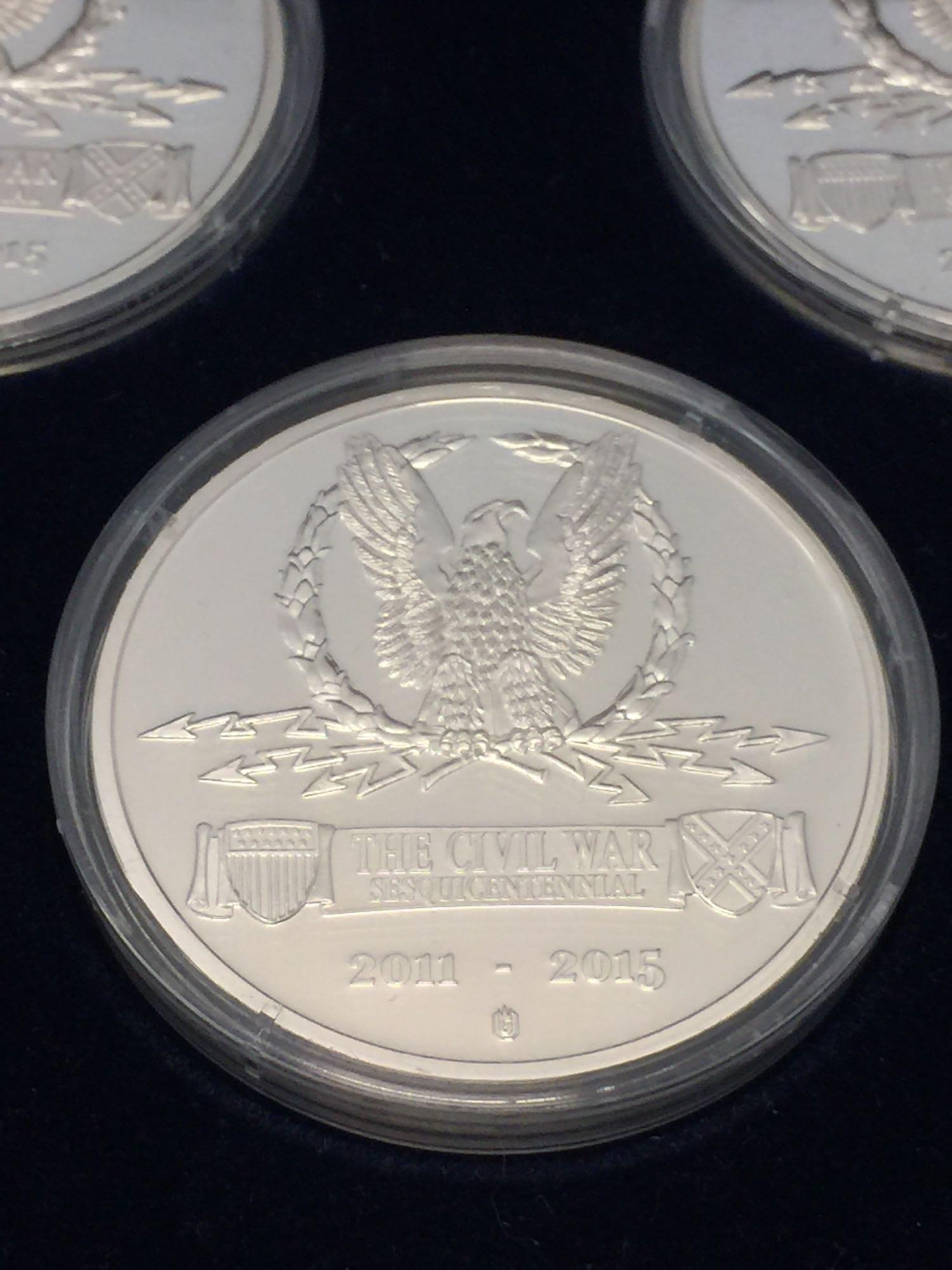 Collection of 3 The Civil War Sesquicentennial 1 Ounce Fine Silver .999 Coins