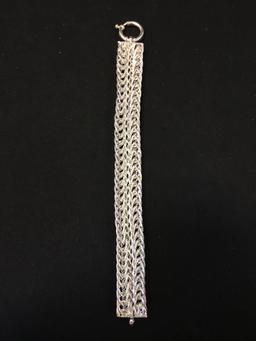 Large Contour Mesh Link 18mm Wide Sterling Silver 8in Bracelet
