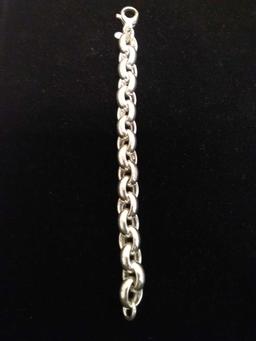 Milor Italian Made Extra Large Rolo Link 15mm Wide 950 Silver 8in Bracelet - 33 Grams