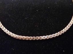 Signed Designer Italian Made Double Box Link 3mm Wide 18in Long Gold-Tone Sterling Silver Chain