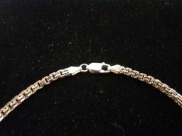 Signed Designer Italian Made Double Box Link 3mm Wide 18in Long Gold-Tone Sterling Silver Chain