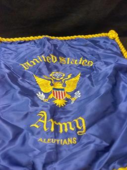 Vintage United States Army Aleutians Purple Banner Tapestry