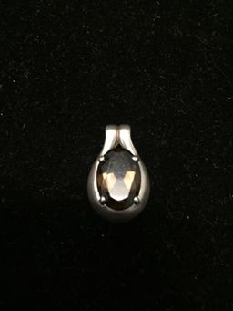 Oval Faceted 14x10mm Smokey Topaz KBN Designed Sterling Silver Pendant