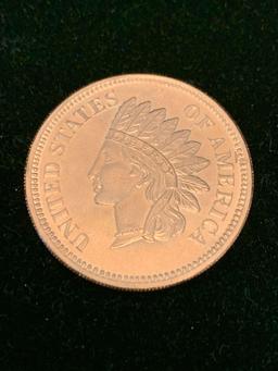 Indian Head Style 1 Ounce .999 Fine Copper Bullion Round