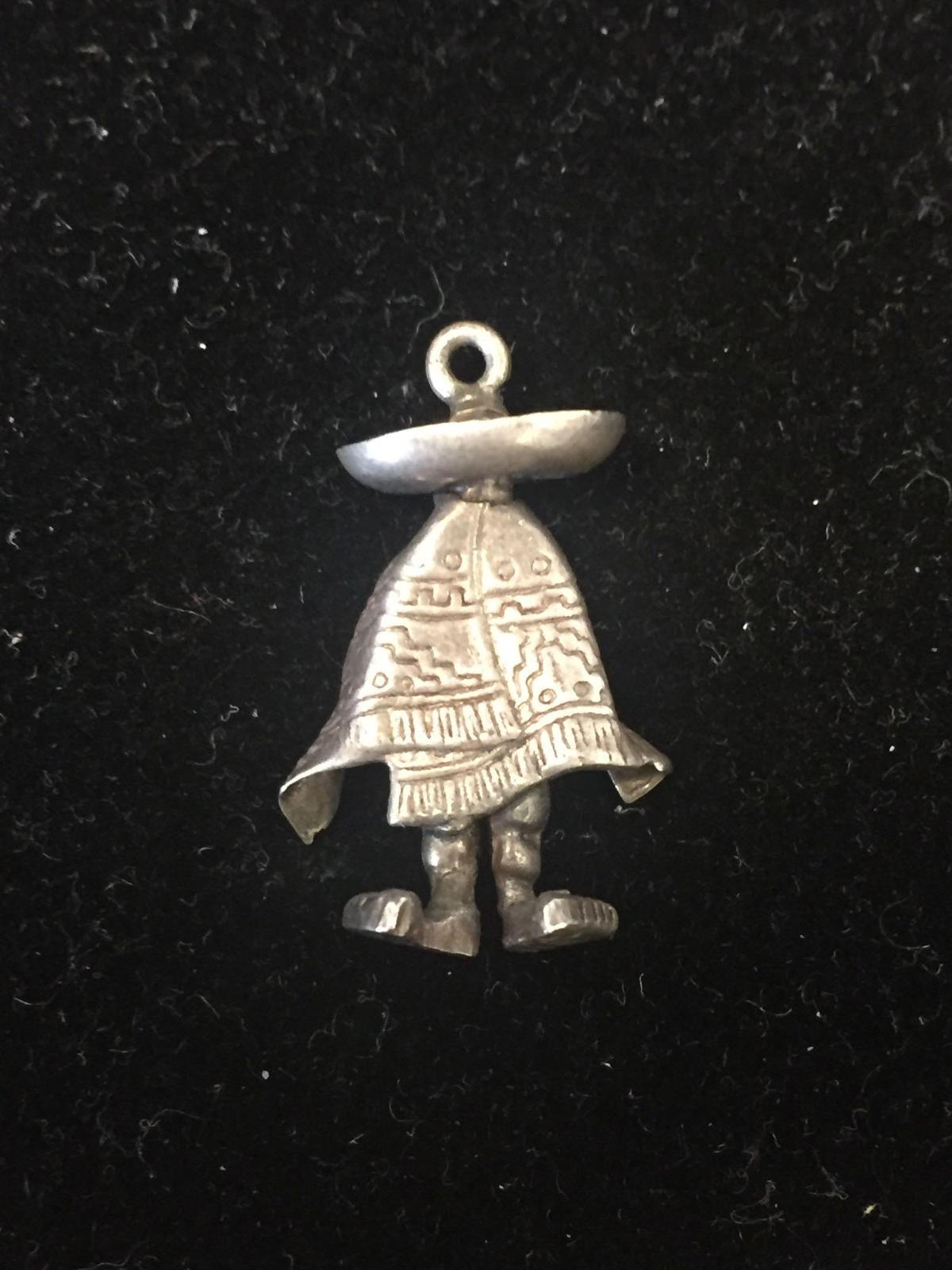 Rasique Signed Taxco Mexican Sterling Silver Charm Pendant