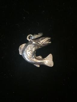 Jumping Trout Salmon Sterling Silver Charm Pendant