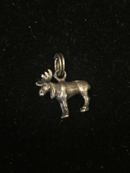 3d Moose Sterling Silver Charm Pendant