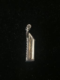 City Corner Building Sterling Silver Charm Pendant