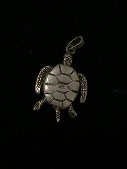 MC Sterling Silver Turtle Charm Pendant W/ Moving Limbs