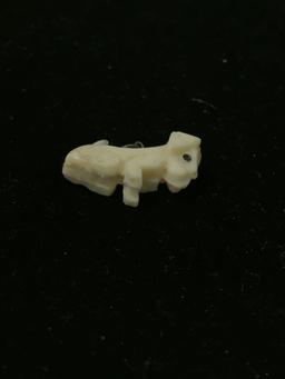 Carved Ivory Petite Puppy Dog Pendant Charm - Antique