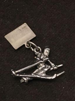 Colorado Down Hill Skiier Sterling Silver Charm Pendant