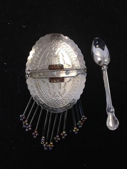 Lot of Two Silver-Tone Alloy Brooches, One Collectible Spoon Motif & One Old Pawn Native American