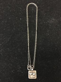 Amy Peter's Studio Designed Sisters Motif Petite Sterling Silver Pendant w/ 18in Chain