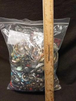 Giant Bag Of Estate Costume & Vintage Jewelry Over 4 Pounds