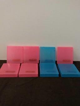 Lot of 8 NES Nintendo Video Game Cartridge Cases Vintage Pink & Blue