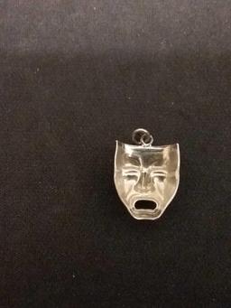 Theatrical Acting Mask Sterling Silver Charm Pendant