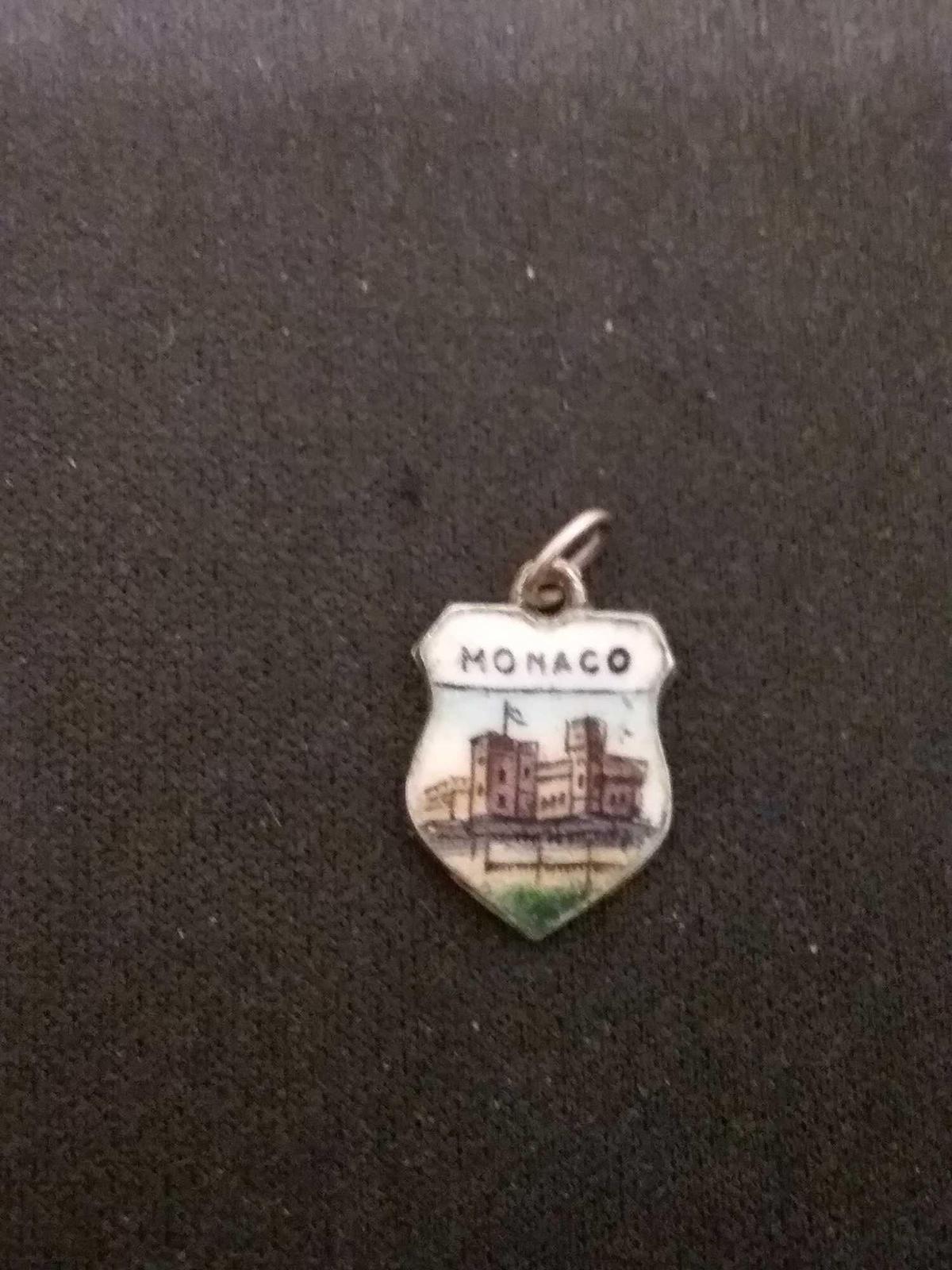 Monaco Enamel City Scene 800 German Sterling Silver Charm Pendant